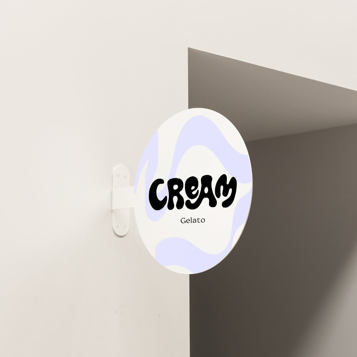 FOLD Round Sign 400 — White
