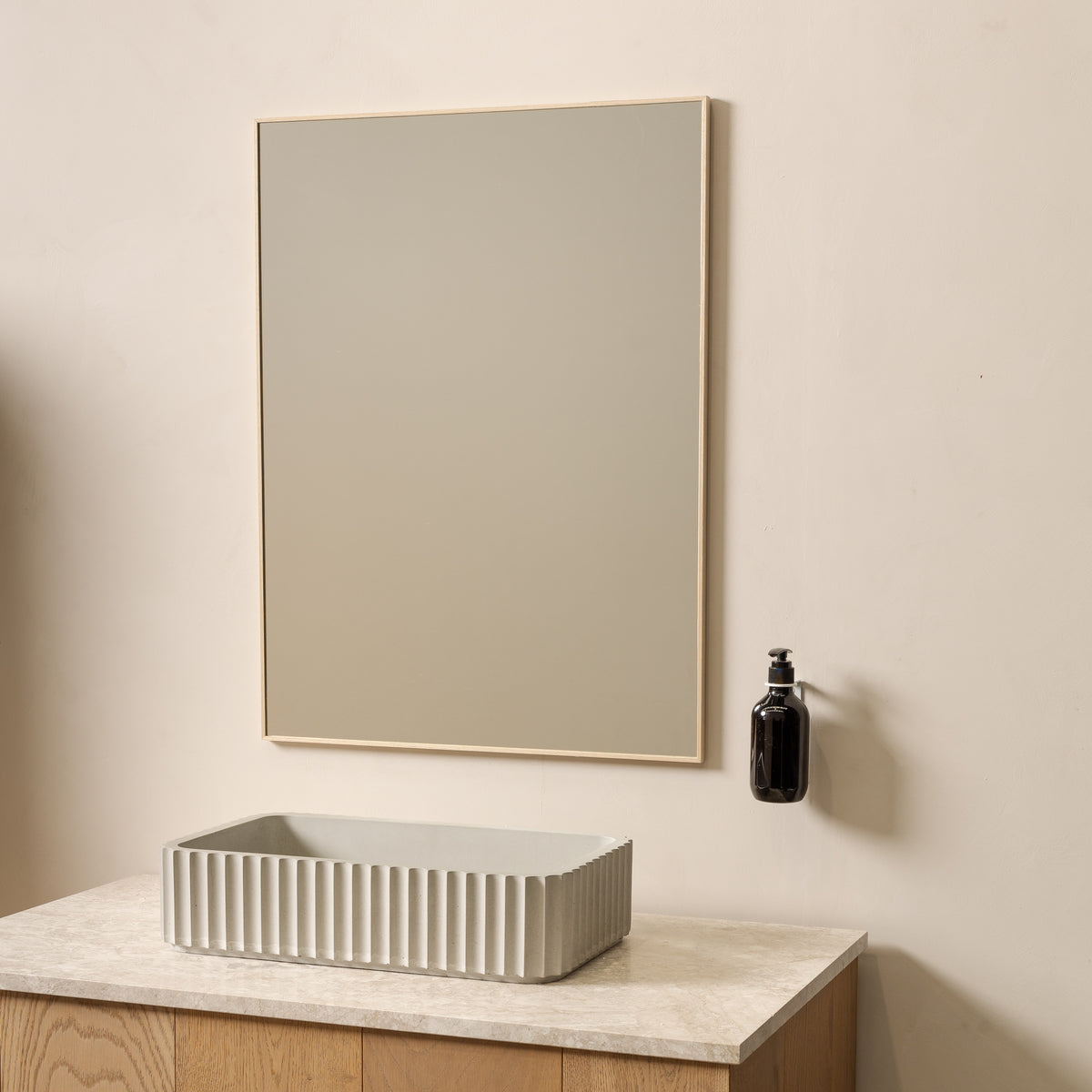 Framed Rectangle Wall Mirror — Oak