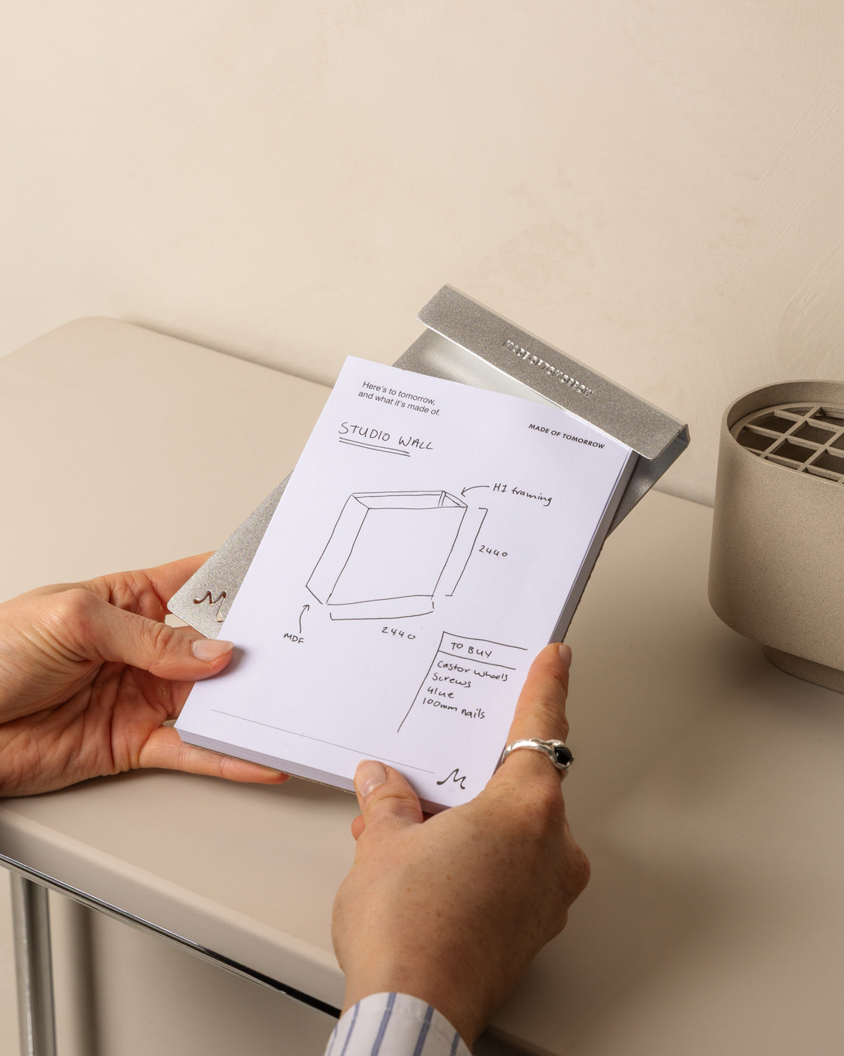 Blank Note Block Pad with aluminium FOLD holder [pad=blank;holder=aluminium]